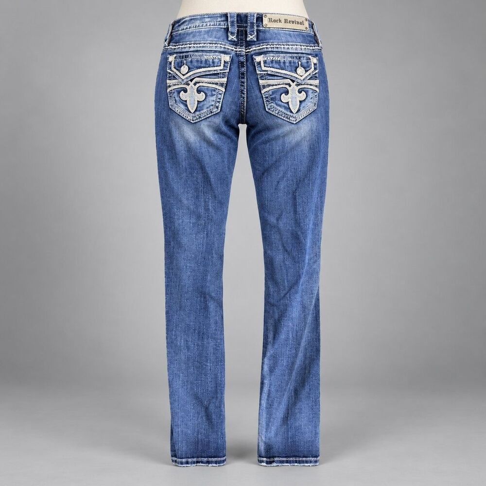 Rock Revival Western Jeans Kailie Straight Womens Size 25 Blue